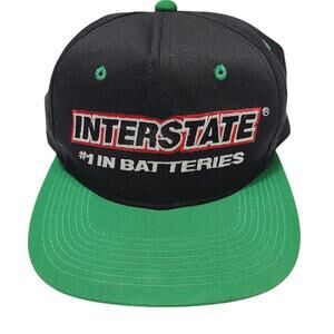 Vintage Interstate Batteries Snapback Cap Trucker Hat Black/Green Milano Hat Co